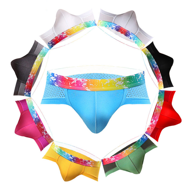 4 Pack Breathable Modal Colored Belt Briefs-rainbow pride underwear