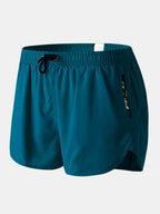 Men's 2-in-1 Quick Dry Stretch Board Shorts with Boxer Liner & Zipper Pockets