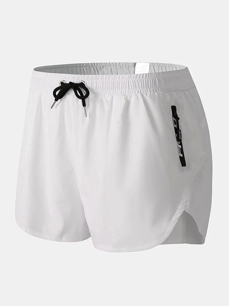 Men's 2-in-1 Quick Dry Stretch Board Shorts with Boxer Liner & Zipper Pockets