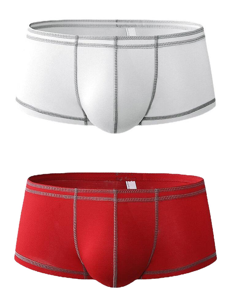 2 Pack Men's Sporty Breathable U Convex Pouch Trunks