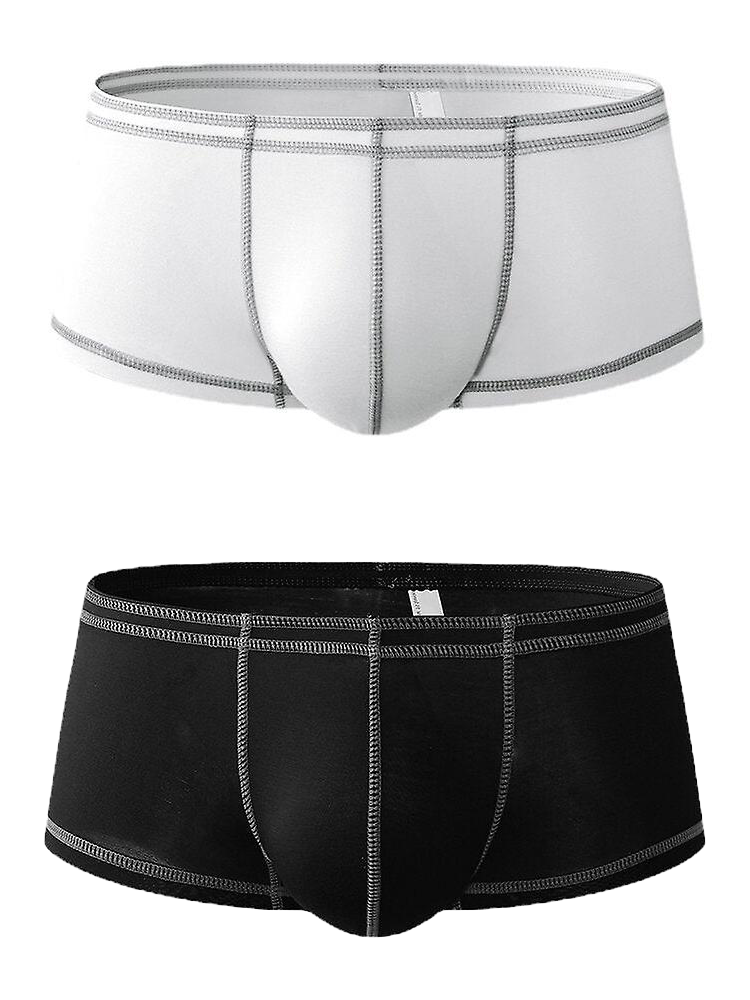 2 Pack Men's Sporty Breathable U Convex Pouch Trunks