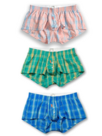 Men's Classic Plaid Cotton Trunks With Button Fly