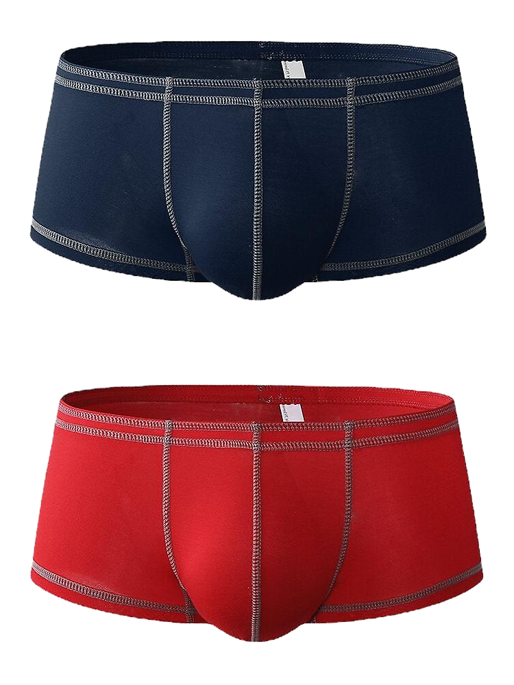 2 Pack Men's Sporty Breathable U Convex Pouch Trunks