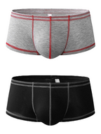 2 Pack Men's Sporty Breathable U Convex Pouch Trunks