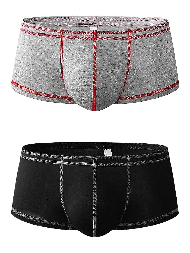 2 Pack Men's Sporty Breathable U Convex Pouch Trunks
