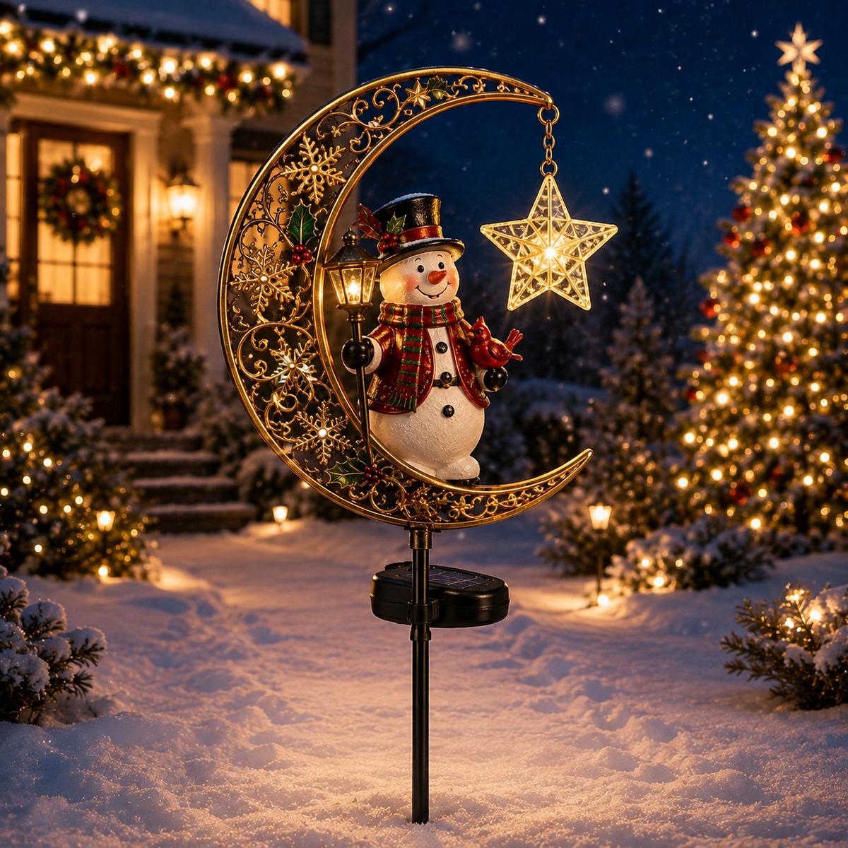 Solar Christmas Crescent Garden Light 🎄✨