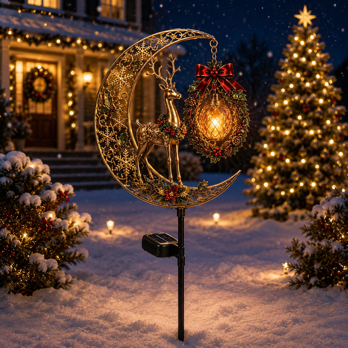 Solar Christmas Crescent Garden Light 🎄✨