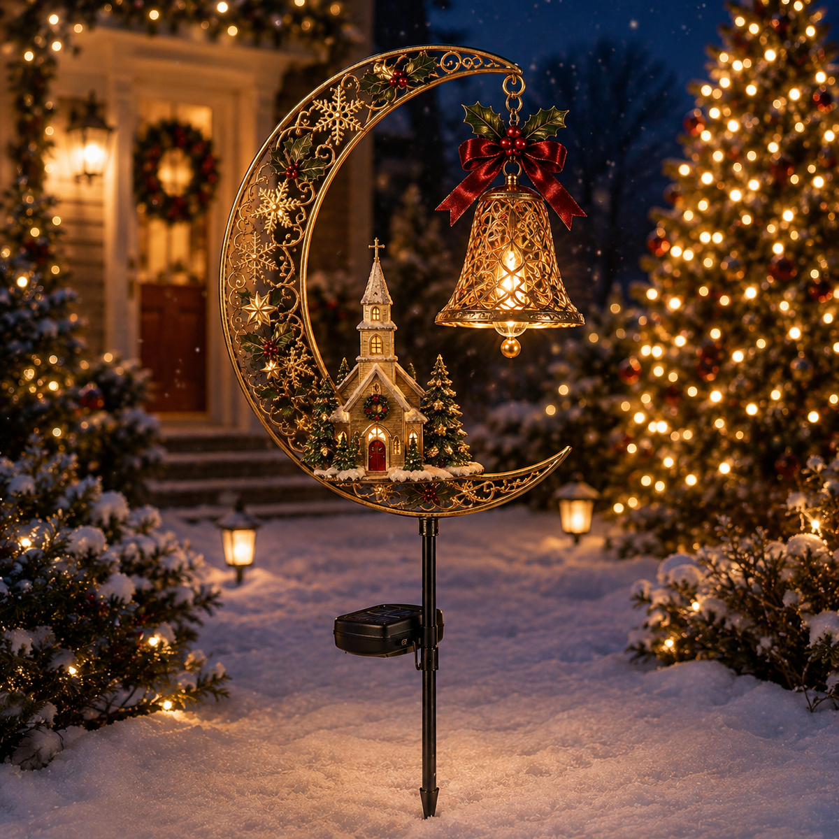 Solar Christmas Crescent Garden Light 🎄✨