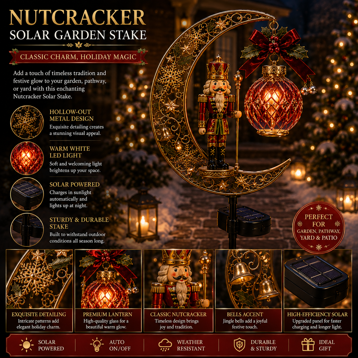 Solar Christmas Crescent Garden Light 🎄✨