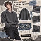Lapel fleece knitted sweater Rock Ash