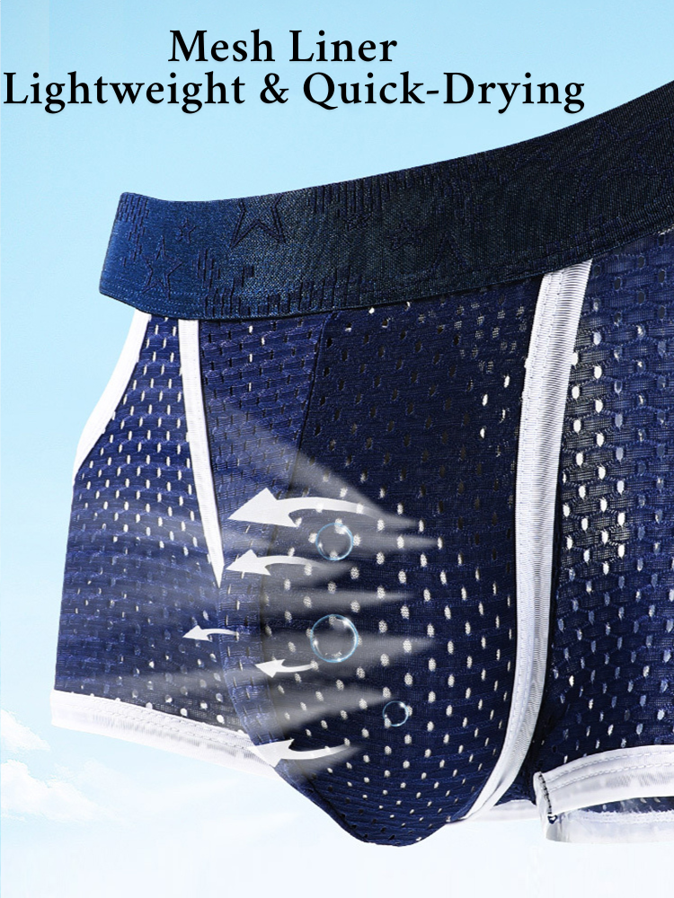 3 Pack Men's Breathable Mesh Lightweight & Airy Supportive Fit Trunks