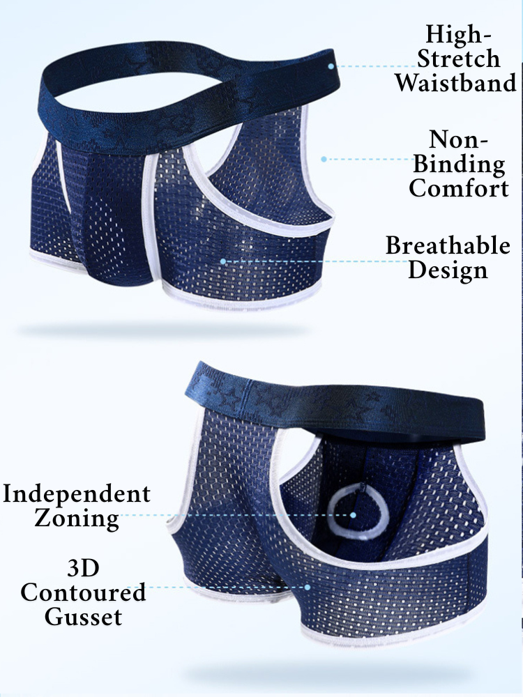3 Pack Men's Breathable Mesh Lightweight & Airy Supportive Fit Trunks