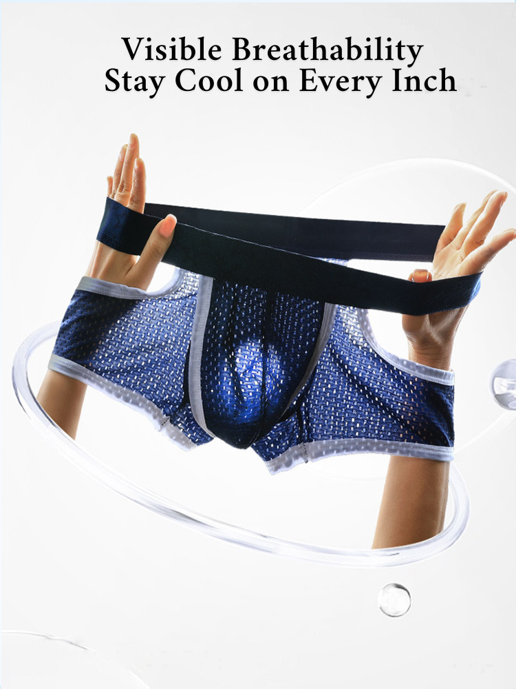 3 Pack Men's Breathable Mesh Lightweight & Airy Supportive Fit Trunks