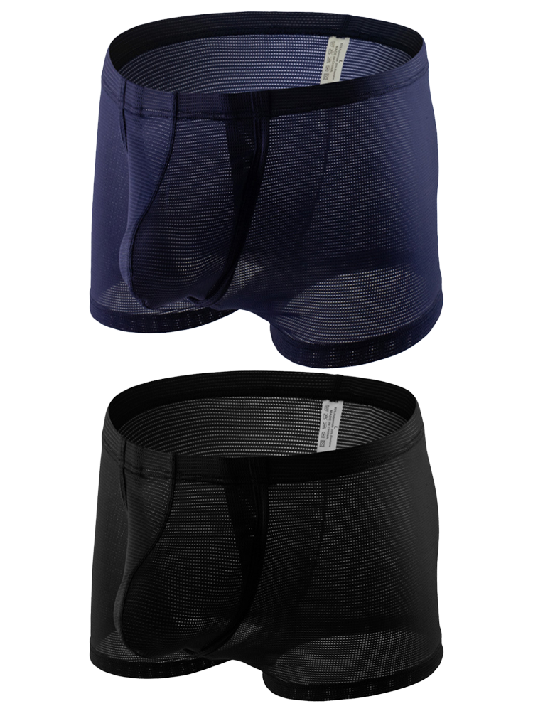 Men's Big Pouch U-convex Breathable Mesh Trunks