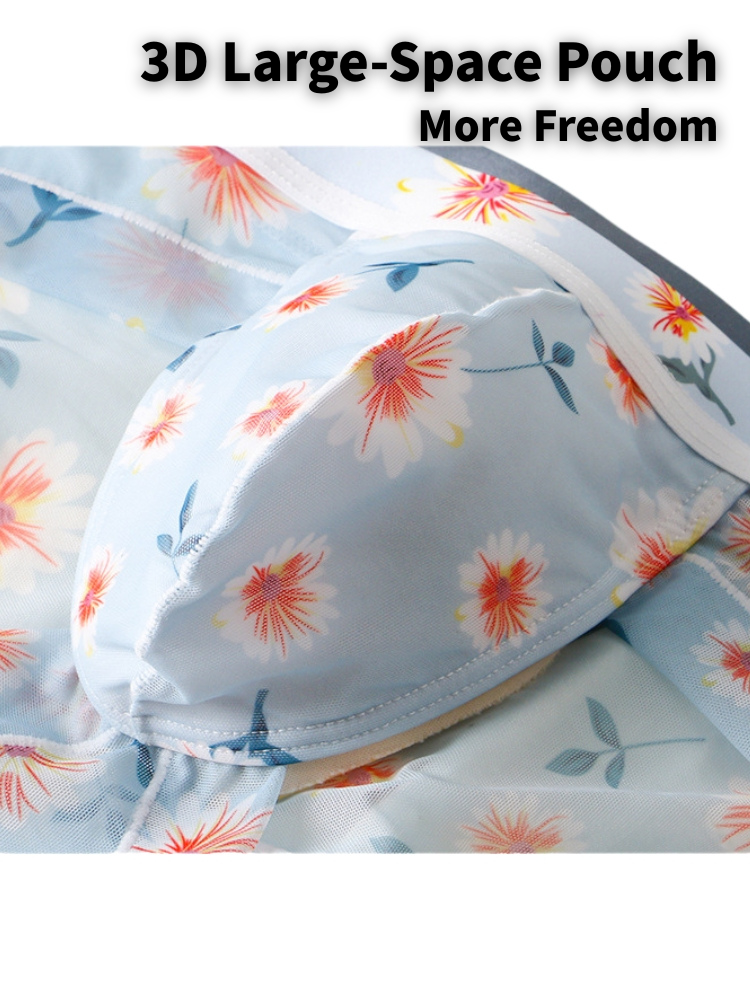 4 Pack Men’s Flower Print Pouch Silky Touch Briefs