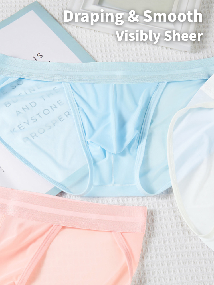 2 Pack Men's Ultra-Soft Ice Silk Quick-Dry Smooth Cooling Briefs