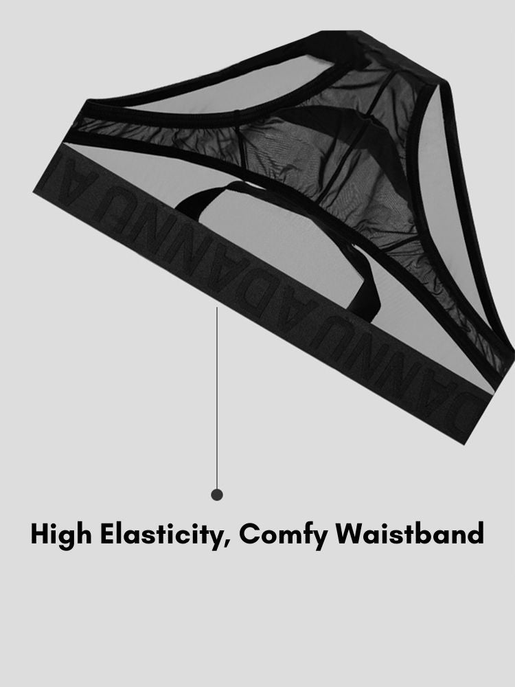 2 Pack Men's Stretch Solid Color Sexy Crotch Single-Layer Briefs with Support Ring