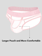 2 Pack Men's Stretch Solid Color Sexy Crotch Single-Layer Briefs with Support Ring