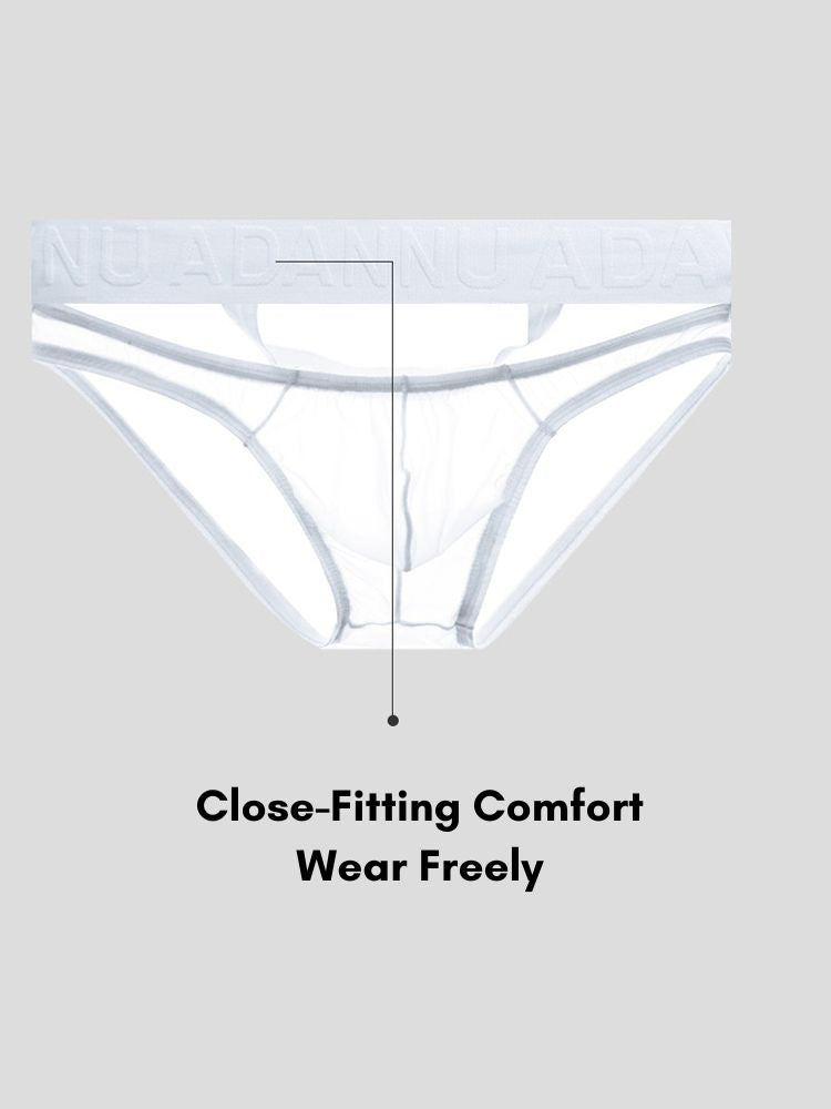2 Pack Men's Stretch Solid Color Sexy Crotch Single-Layer Briefs with Support Ring