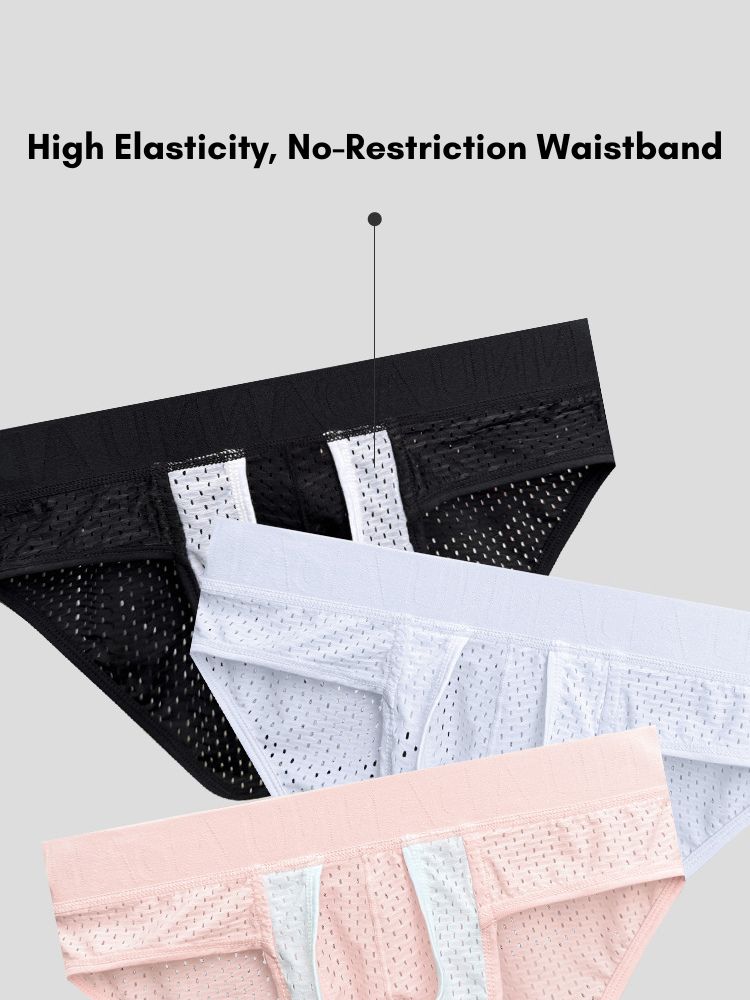 2 Pack Men's Mesh Sport Separate Pouch Breathable Lift & Support Design Briefs
