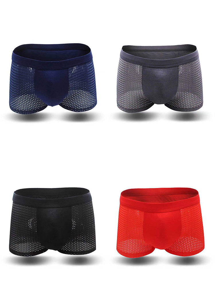 4 Pack Men’s Breathable Mesh Trunks with Antibacterial Fabric