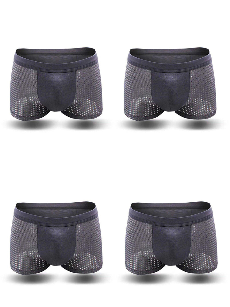 4 Pack Men’s Breathable Mesh Trunks with Antibacterial Fabric