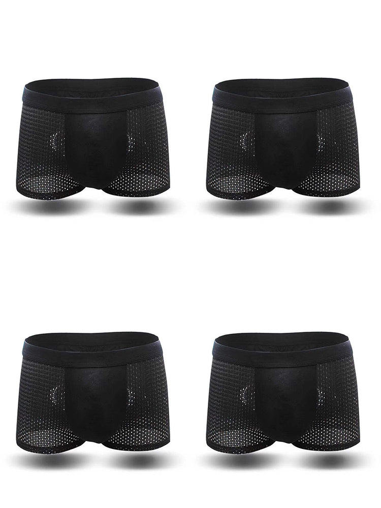 4 Pack Men’s Breathable Mesh Trunks with Antibacterial Fabric