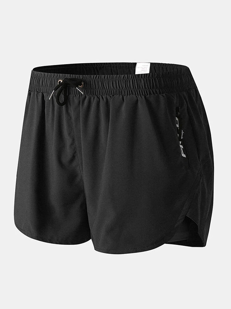 Men's 2-in-1 Quick Dry Stretch Board Shorts with Boxer Liner & Zipper Pockets