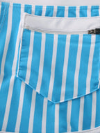 Mens Striped Quick Dry Lining Swim Trunks