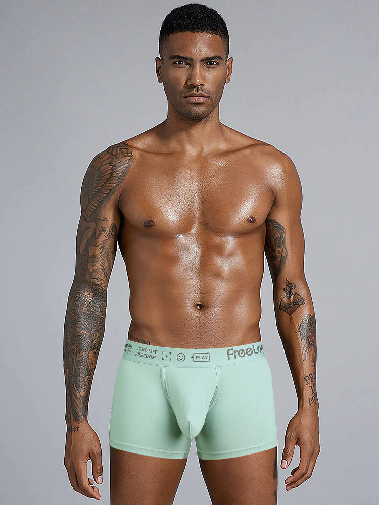 FreeLonger Men’s Soft Cotton Support Pouch Trunks