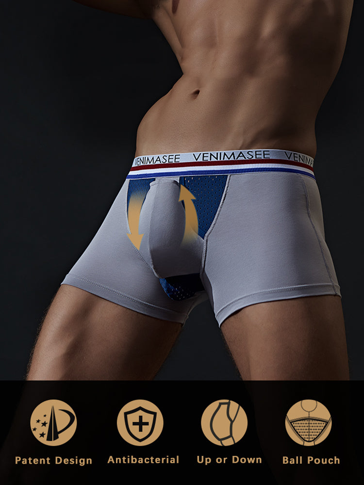 3 Pack Men's Breathable Divided Double Pouch Boxer Briefs