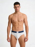 4 Pack Men's Striped Design Soft-Touch Cotton Fabric Breathable Briefs