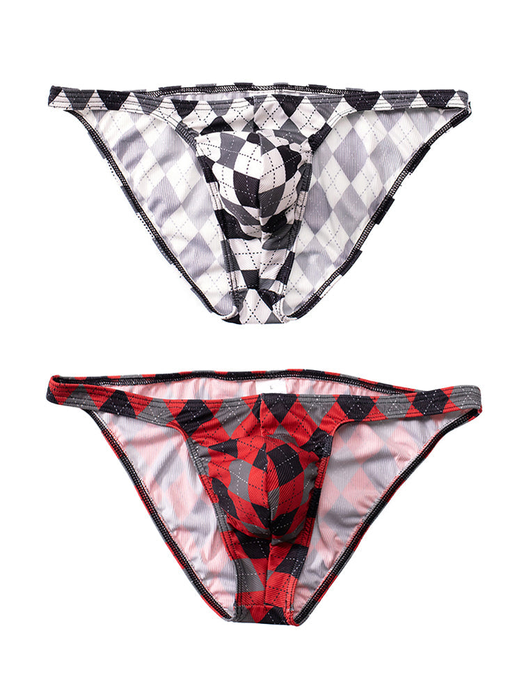 Men's Rhombus Check Pattern Pouch Briefs