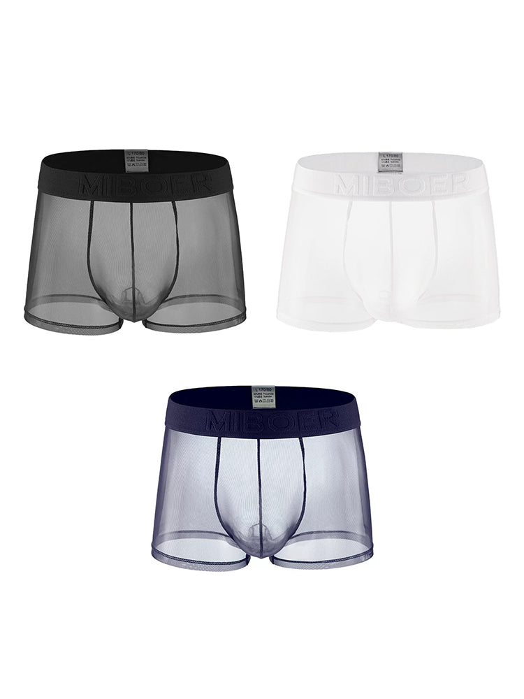 3 Pack Men's Invisible & Mesh Breathable Cooling Touch Trunks