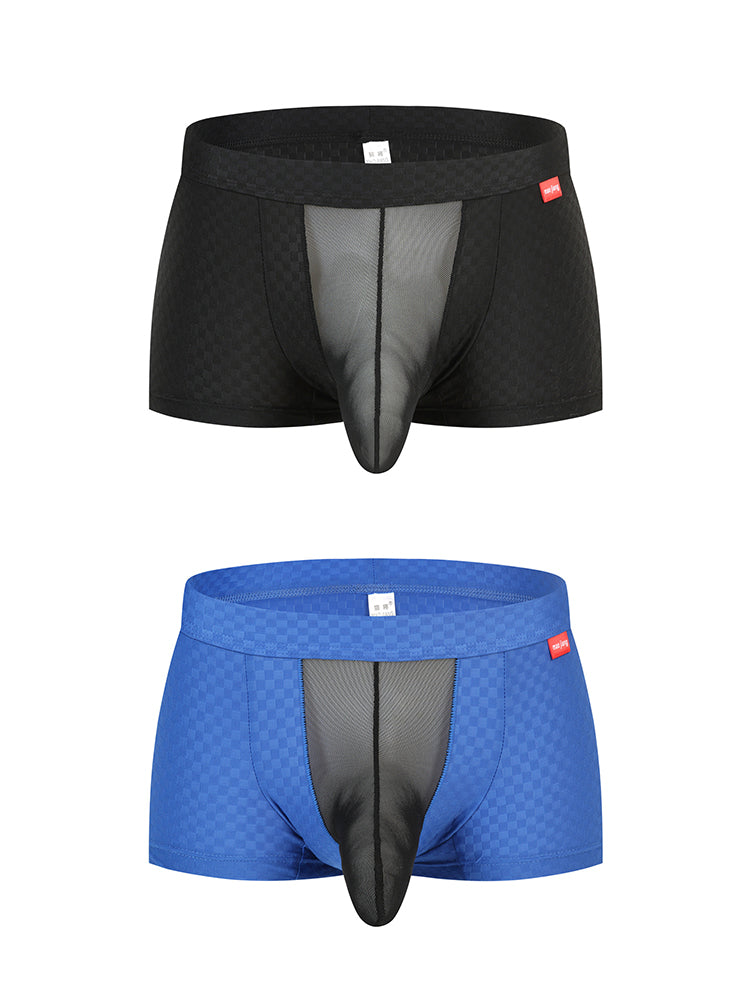 Men's Low-Rise Mesh Trunks – Breathable Nylon with 3D Pouch Support