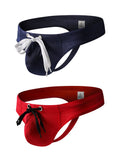 2 Pack Men's Large Pouch High Elastic Ice Silk Breathable Swim Thongs