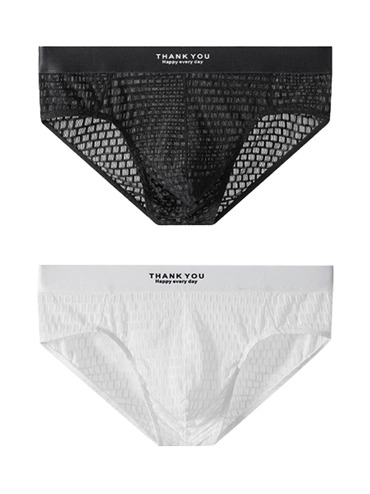 2 Pack Men's Soft & Breathable Icy Silk Quick-Dry Mid-Rise Comfort Cooling Briefs