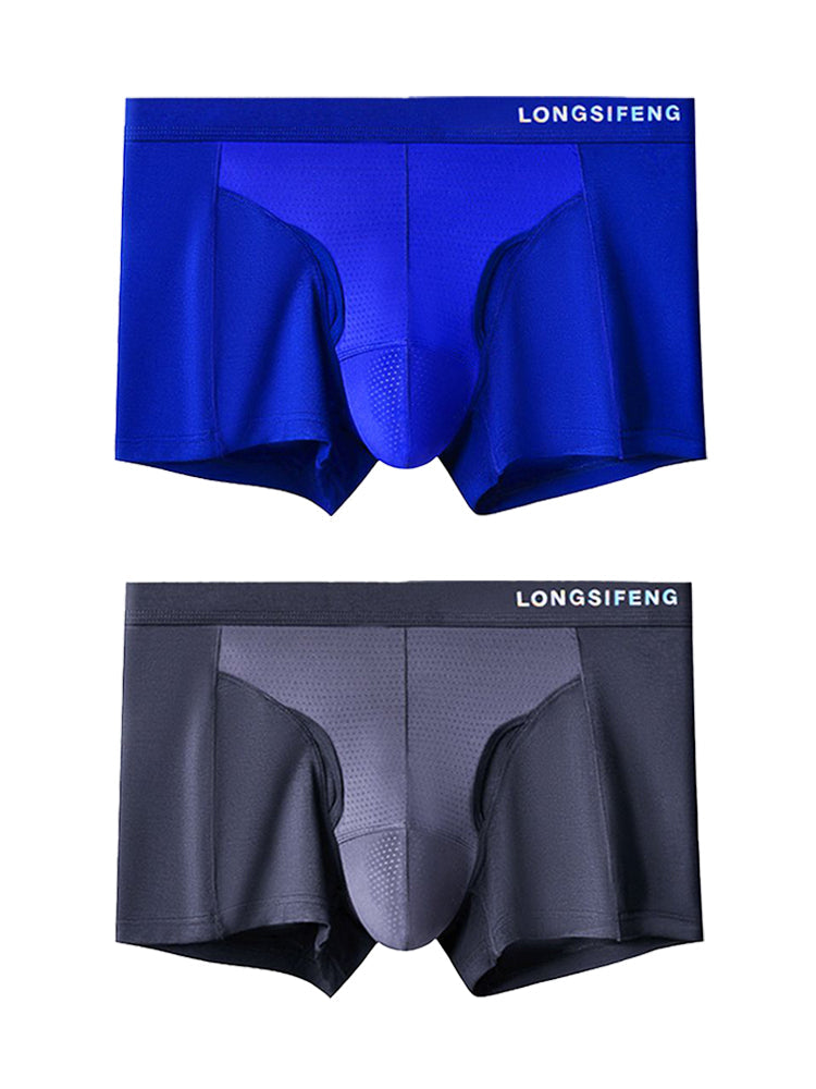 2 Pack Men's Mesh Antibacterial Support Lift & Separate Pouch Trunks