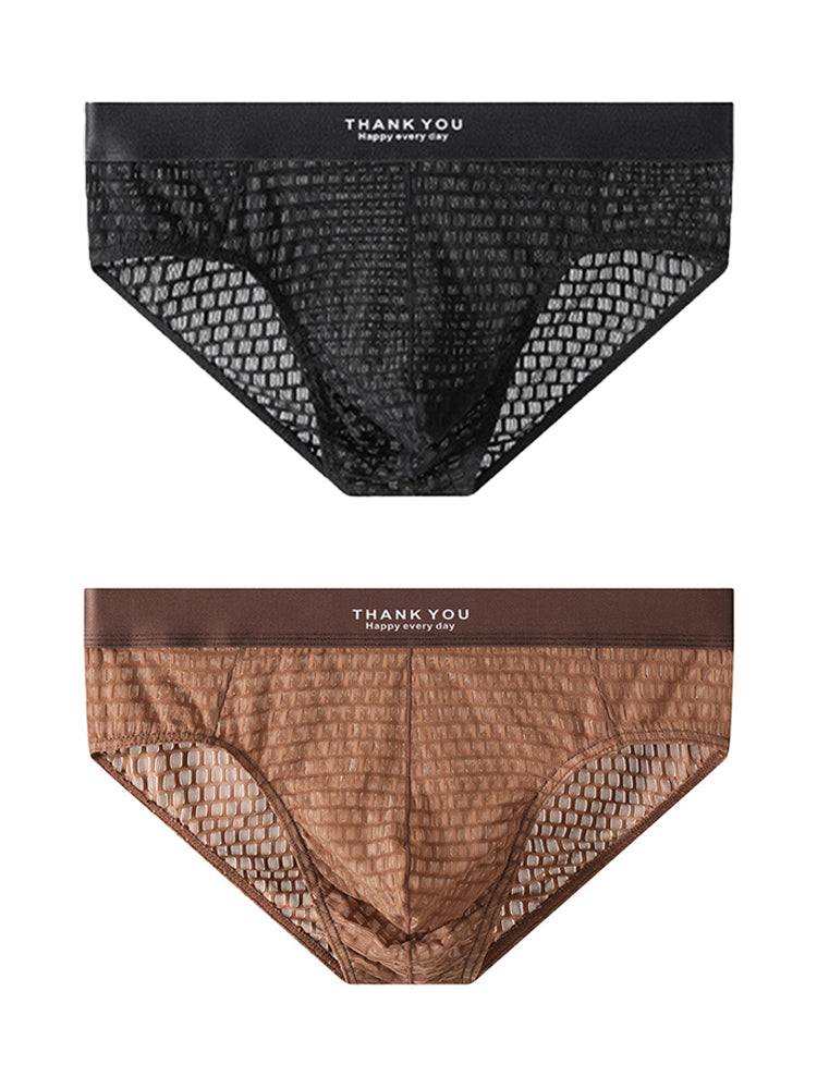 2 Pack Men's Soft & Breathable Icy Silk Quick-Dry Mid-Rise Comfort Cooling Briefs