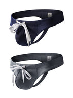 2 Pack Men's Large Pouch High Elastic Ice Silk Breathable Swim Thongs