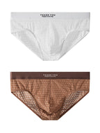2 Pack Men's Soft & Breathable Icy Silk Quick-Dry Mid-Rise Comfort Cooling Briefs