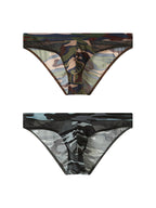 2 Pack Men's Classic Camo Mesh U-Shaped Pouch Breathable Briefs