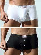 2 Pack Men's Soft Solid Color Simple Comfortable Breathable Trunks