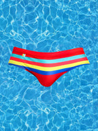 Mens Quick-drying Stripes Swim Briefs