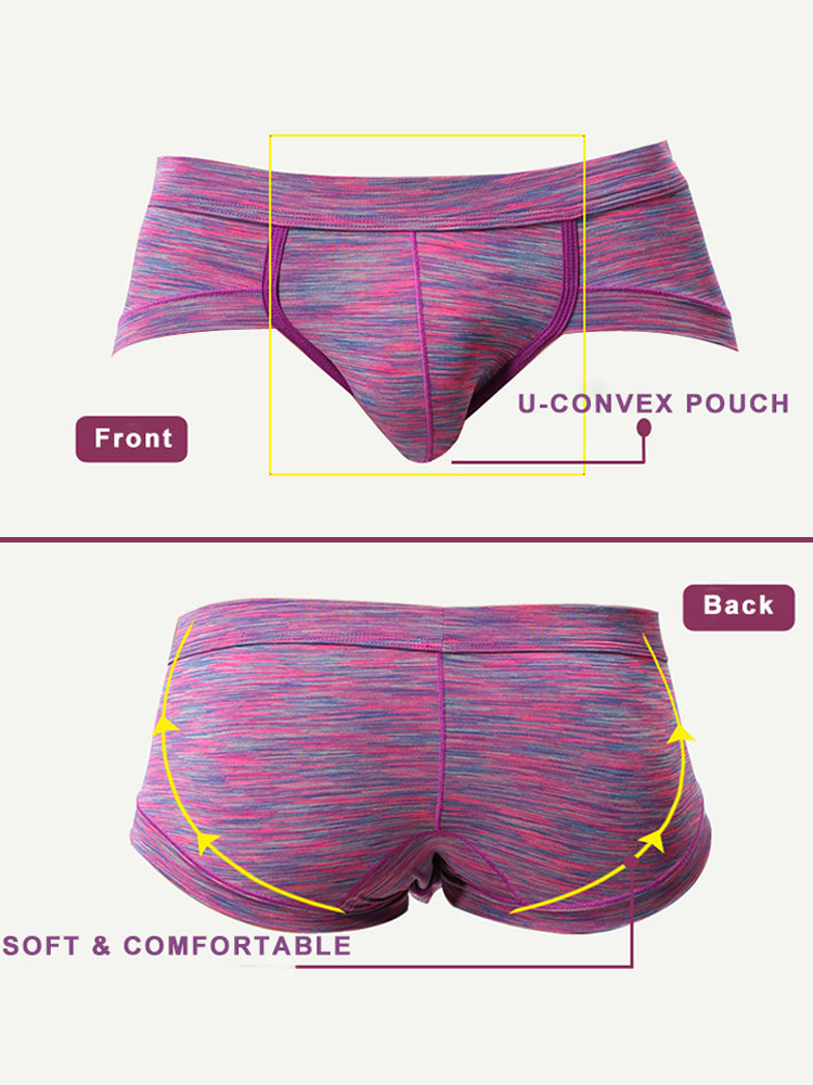 4 Pack Men's Striped U-convex Pouch Briefs