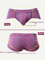 4 Pack Men's Striped U-convex Pouch Briefs