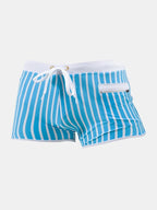 Mens Striped Quick Dry Lining Swim Trunks