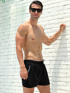 Men's 2-in-1 Quick Dry Stretch Board Shorts with Boxer Liner & Zipper Pockets
