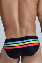 Mens Quick-drying Stripes Swim Briefs