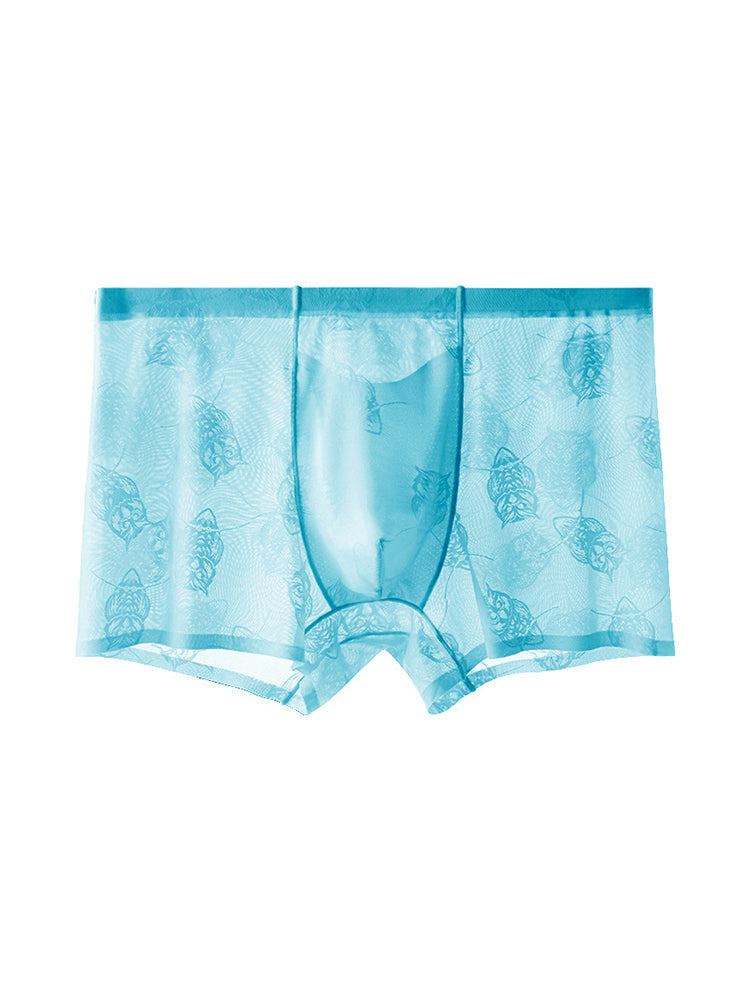 4 Pack Men's Ice Silk Antibacterial Mid-Rise Seamless Comfort Trunks